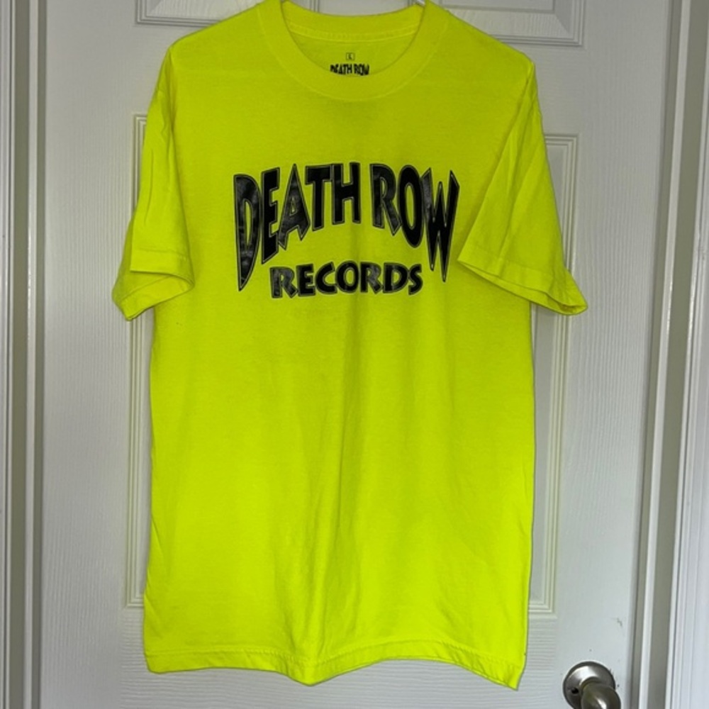 Death Row Records mens neon yellow & black teeshirt
